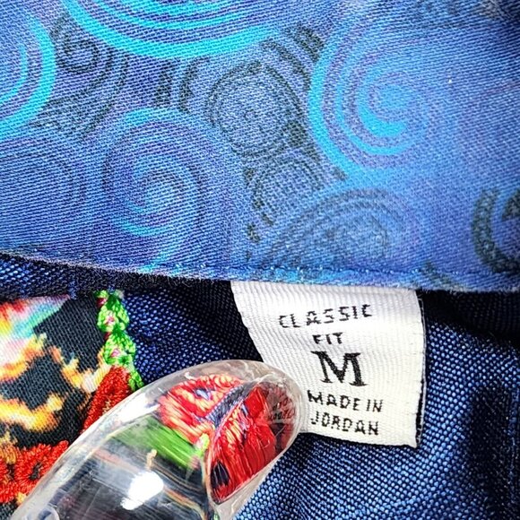 Robert Graham Blue Short Sleeve Button-Up Shirt, Men's Medium - Picture 5 of 11